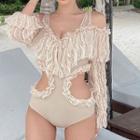 Cold-shoulder Lace Cutout Swimsuit