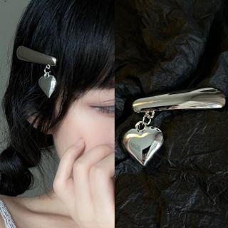 Heart Alloy Hair Clip 1996a - Silver - One Size