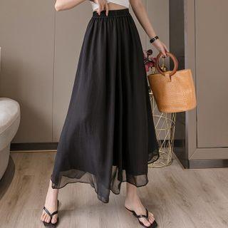 Plain Band-waist Layered Culottes