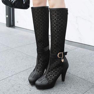 Lace High-heel Tall Boots