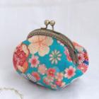 Floral Print Coin Purse Floral - Aqua Blue - One Size