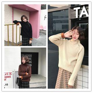 Zip Detail High Neck Sweater