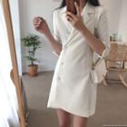 Elbow-sleeve Mini Buttoned Dress