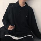 Rabbit Embroidered Polo Sweater