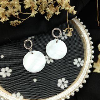 Disc Ear Stud / Clip-on Earring 1 Pair - Stud Earrings - Disc - White - One Size