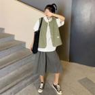 Short-sleeved Shirt / A-line Skirt / Vest