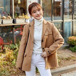 Wool Blend Handmade Blazer Beige - One Size