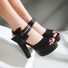 Faux-leather Platform Chunky-heel Sandals