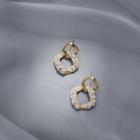 Faux Pearl Square Dangle Earring 1 Pair - Gold - One Size