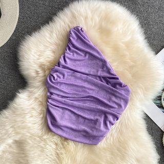 Single Shoulder Crinkled Tank Top