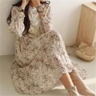 Crinkled Floral Midi Dress & Sash