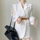 Off Shoulder Plain Long-sleeve Blazer Dress
