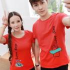 Set: Couple Matching Lettering T-shirt + Shorts