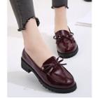 Patent Ribbon Accent Block Heel Loafers