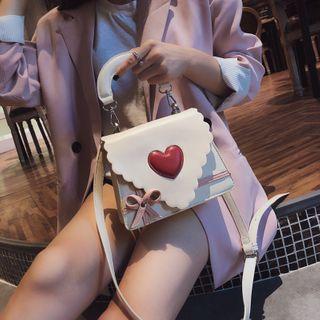 Top Handle Heart Flap Crossbody Bag