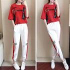 Set: Short-sleeve Letter Print T-shirt + Harem Pants