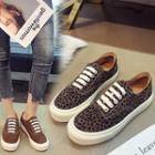 Faux Leather Leopard Print Sneakers