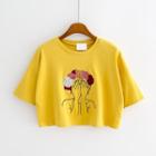 Embroidered Cropped T-shirt