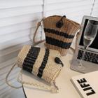 Two-tone Straw Bucket Bag