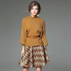 Set: Wool Blend Sweater + Patterned Skirt
