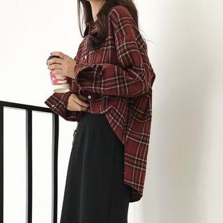 Plaid Shirt Red Brown - One Size
