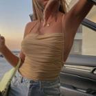 Sleeveless Shirred Open-back Top