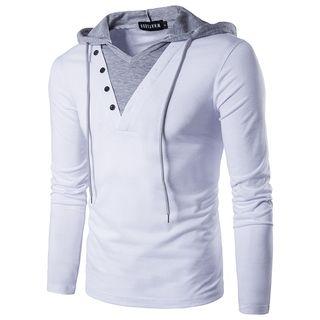 Hooded Panel Long-sleeve T-shirt