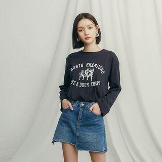 Distressed Cutout-hem Denim Miniskirt