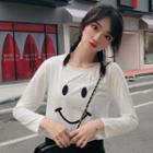 Smiley Face Print Long-sleeve T-shirt