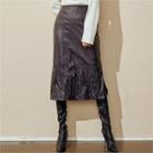 Faux-leather Crinkled Skirt