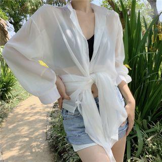 Light Chiffon Shirt Jacket White - One Size