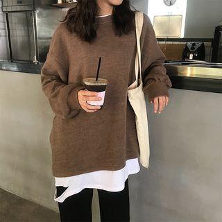 Cut-out Mock Two-piece Pullover / Wide Leg Knit Pants