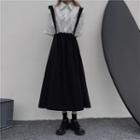 A-line Midi Suspender Skirt Black - One Size
