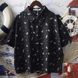 Short-sleeve Bear Print Shirt