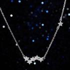 Sterling Silver Rhinestone Star Necklace 1pc - Silver - One Size