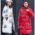 Printed Hooded Long Padded Coat