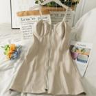 Faux-leather Sleeveless Zipper Mini Dress