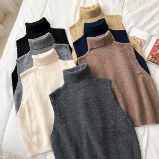 Plain Turtle-neck Knit Vest