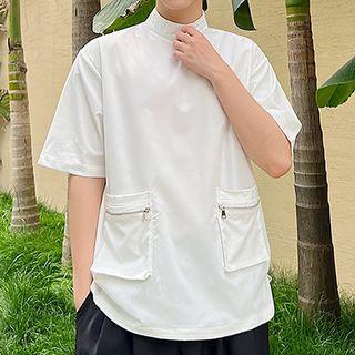 Elbow-sleeve Zip Cargo T-shirt