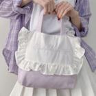 Letter Embroidered Ruffled Tote Bag