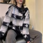 Star Print Loose-fit Sweater Black - One Size