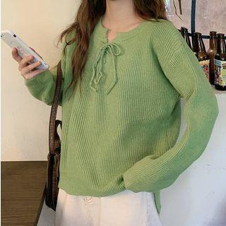 Lace-up Ribbed Sweater