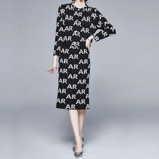 Set: Shirt Jacket + Lettering Camisole Top + A-line Skirt Set - Black - One Size