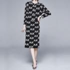 Set: Shirt Jacket + Lettering Camisole Top + A-line Skirt Set - Black - One Size