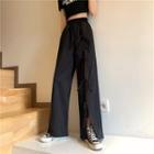 Slit Lace-up Wide-leg Pants