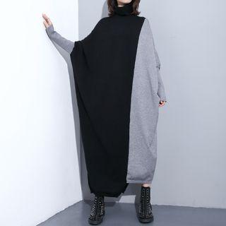 Batwing-sleeve Turtleneck Sweater Dress