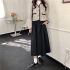 Plain A-line Pleated Long Skirt