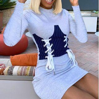 Mock-two-piece Corset Mini Sheath Dress
