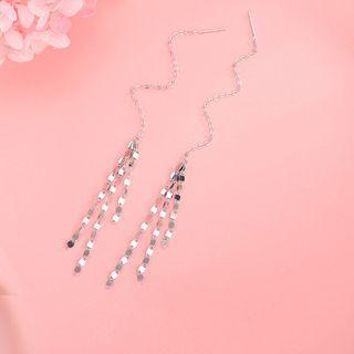 Sterling Silver Fringed Threader Earring 1 Pair - Threader Earring - Tassel - Silver - One Size