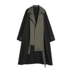 Notch Lapel Two Tone Trench Coat